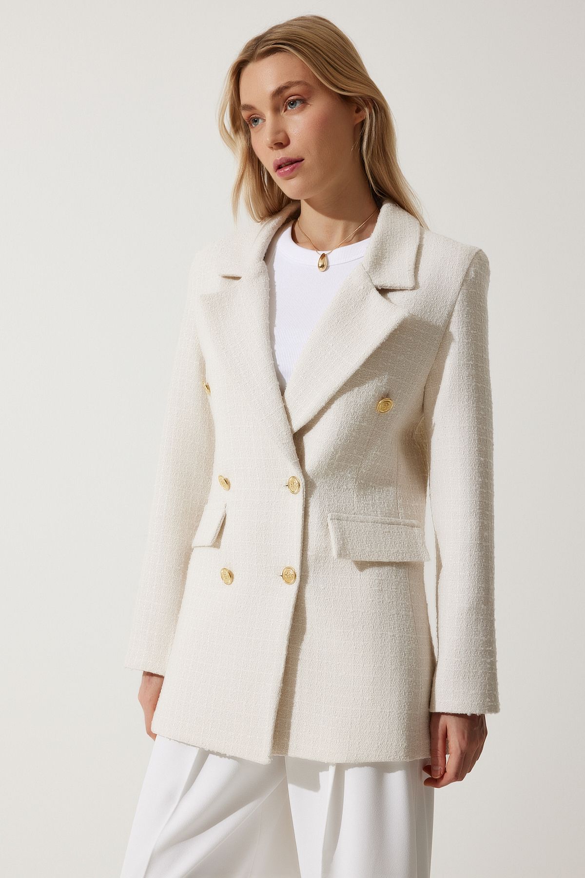 Kemik Düğmeli Blazer Tüvit Ceket WF00004