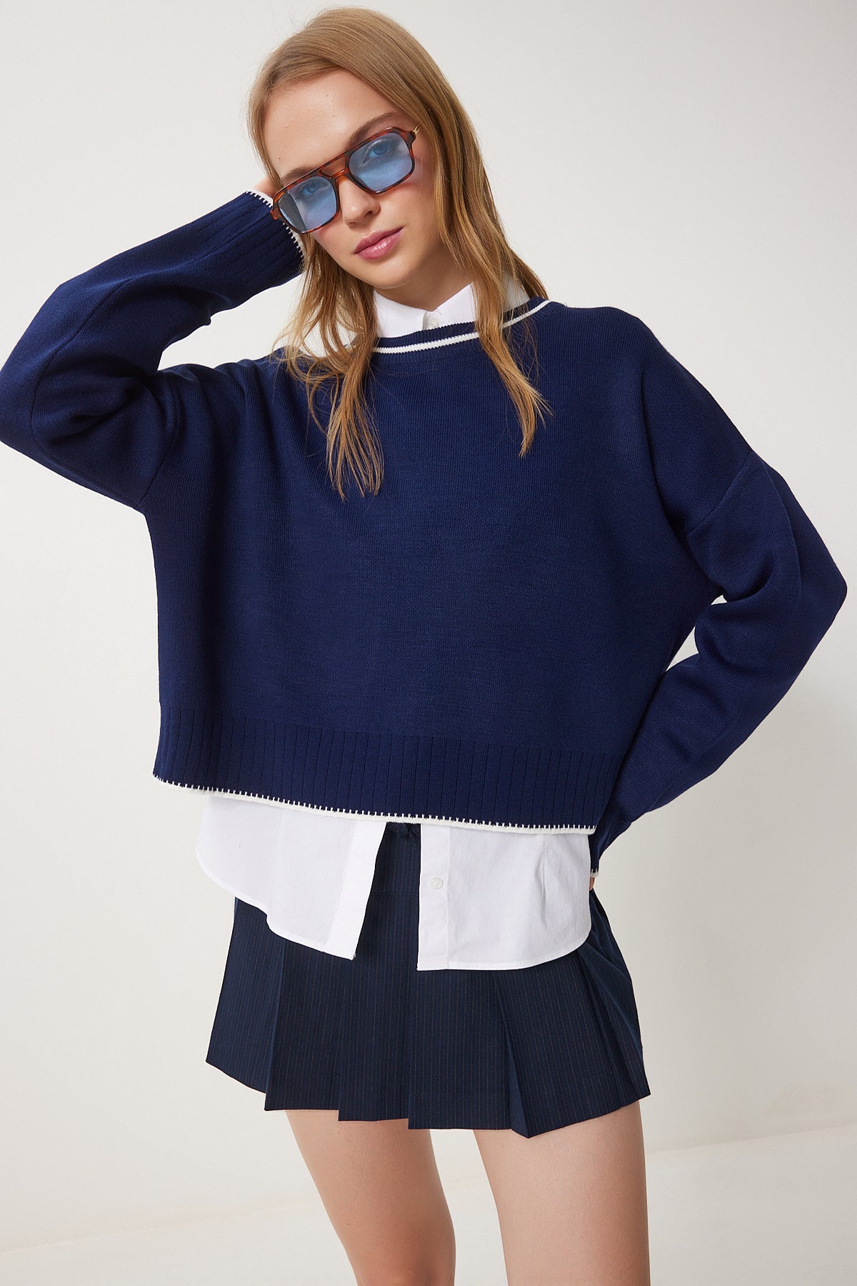 Lacivert Basic Triko Kazak PF00010