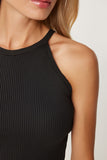 Siyah Halter Yaka Crop Triko Bluz  FN03341