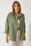 Haki Oversize Uzun Basic Gömlek DD00842