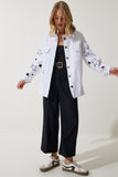 Beyaz Yıldız Nakışlı Oversize Gömlek Ceket SA00026