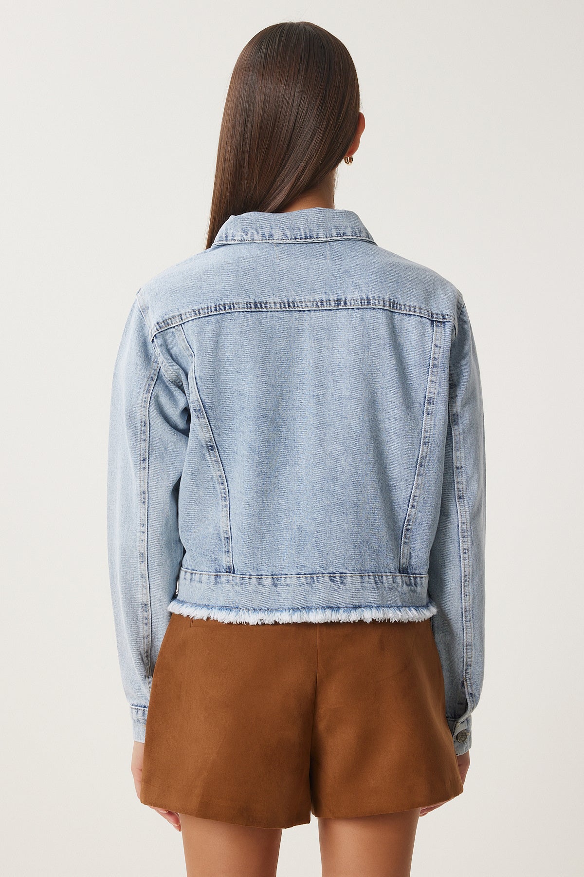 Açık Mavi Püskül Detaylı Denim Ceket AN00218