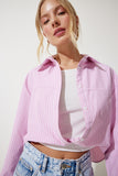 Pembe Bluz Detaylı Crop Gömlek RG00022
