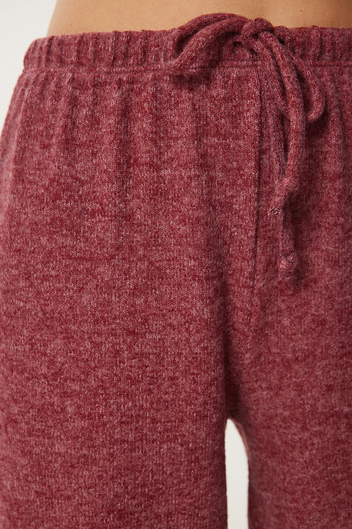 Bordo Yumoş Bol Örme Pantolon UB00295