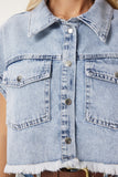 Açık Mavi Püskül Detaylı Oversize Denim Crop Ceket OK00062