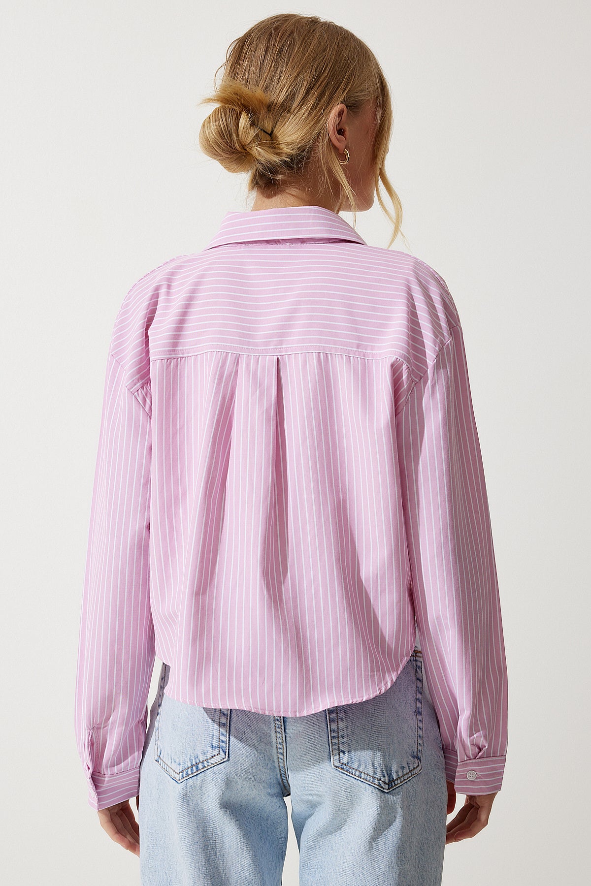 Pembe Bluz Detaylı Crop Gömlek RG00022