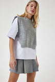 Gri Süveterli Örme T-Shirt DP00201
