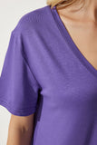 Mor V Yaka Basic Viskon Örme T-Shirt EN00613