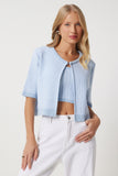 Bebe Mavi Triko Crop Hırka Takım PF00093