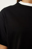Siyah Bisiklet Yaka Örme T-Shirt OW00016