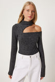 Antrasit Cut Out Detaylı Örme Çıtçıtlı Body  FN03309