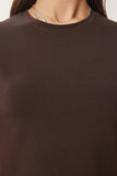 Kahverengi Bisiklet Yaka Crop T-Shirt UB00064