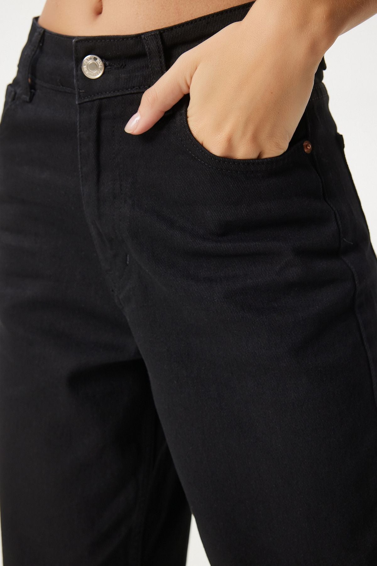 Siyah Yüksek Bel Baggy Jean Pantolon UT00006