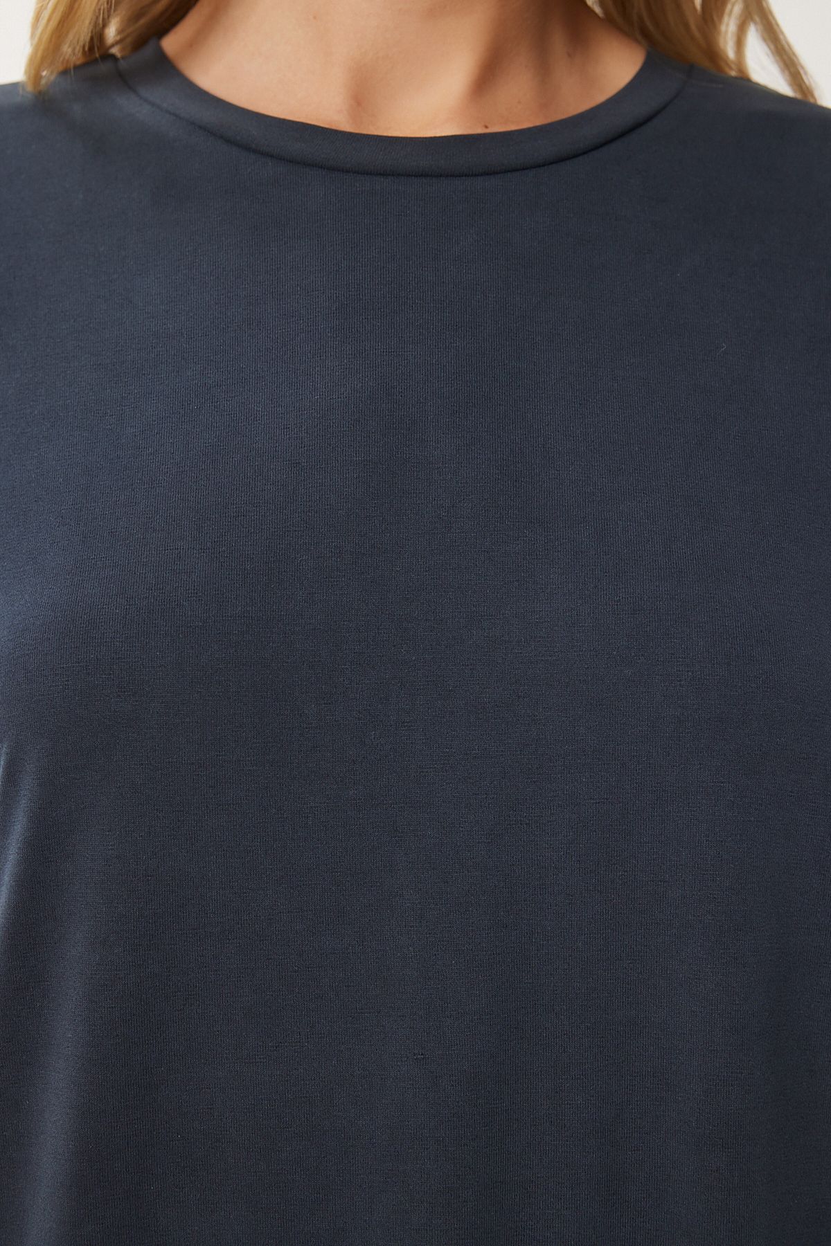 Antrasit Oversize Basic Yazlık Örme Elbise UB00299