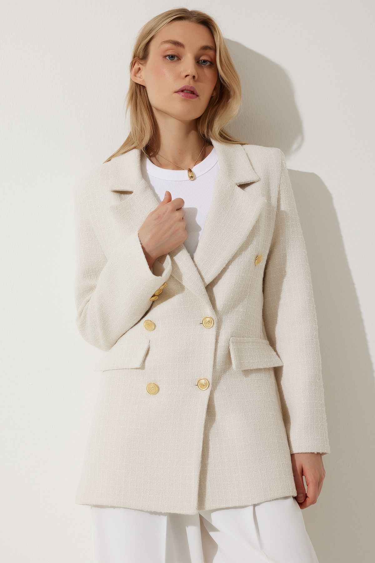 Kemik Düğmeli Blazer Tüvit Ceket WF00004