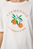 Ekru Baskılı Pamuklu Oversize Örme T-Shirt YY00238