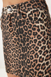 Siyah Bej Leopar Desenli Mini Gabardin Etek GP00024