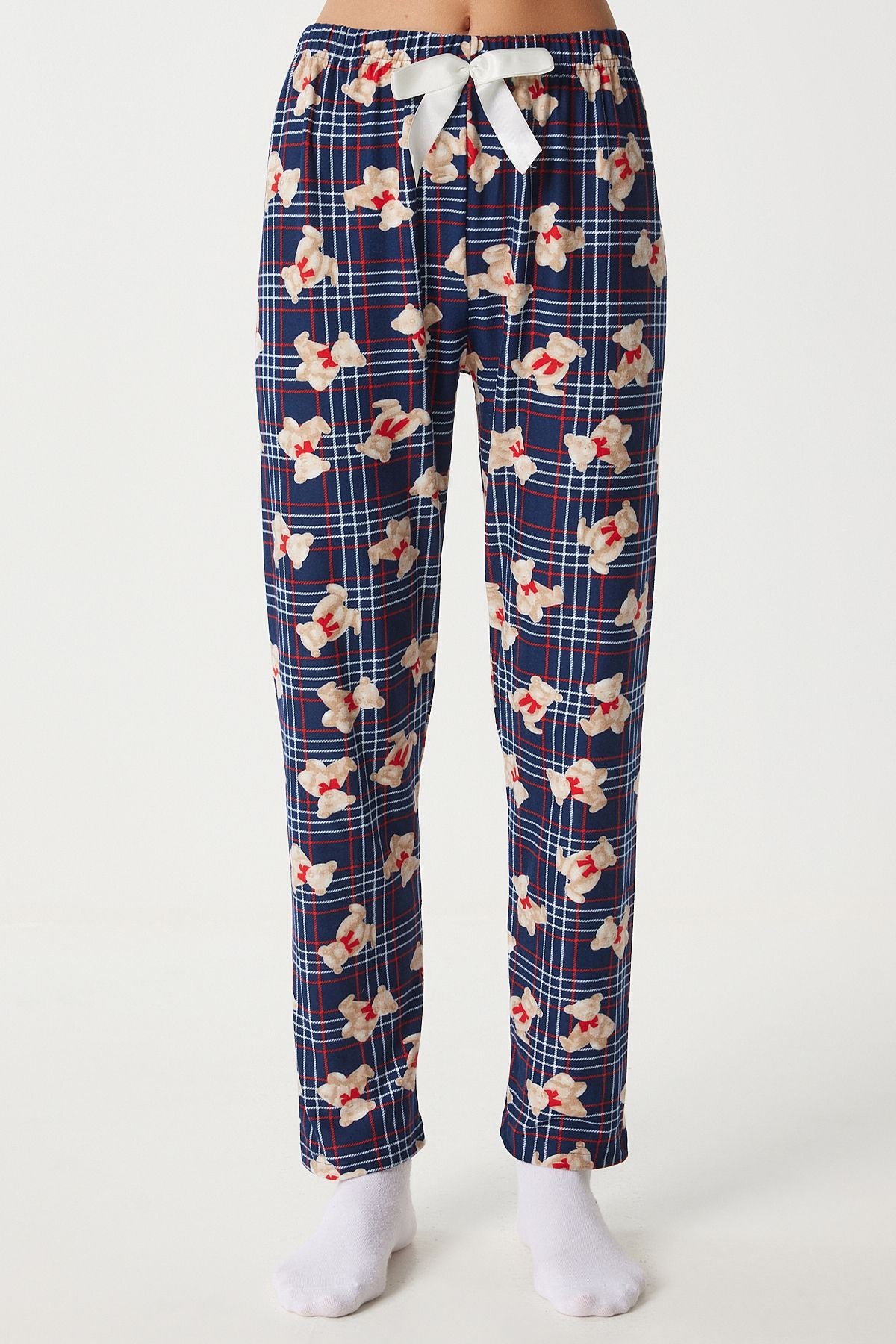 Lacivert Desenli Yumuşak Dokulu Örme Pijama Altı EC00047