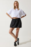 Beyaz %100 Pamuk Oversize Crop Örme T-Shirt BP00164