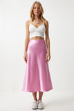 Pembe Saten Yüzeyli Etek DD01144