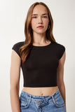 Siyah Beyaz 2’Li Paket Basic Crop Örme Bluz ZV00327