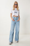 Mavi Yüksek Bel Geniş Paça Jeans UT00028