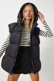 Siyah Kapüşonlu Oversize Şişme Yelek RV00055