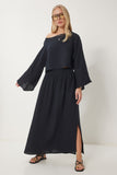 Siyah Müslin Bluz Etek Takım RV00206