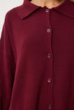 Bordo Polo Yaka Triko Hırka Etek Takım PF00090