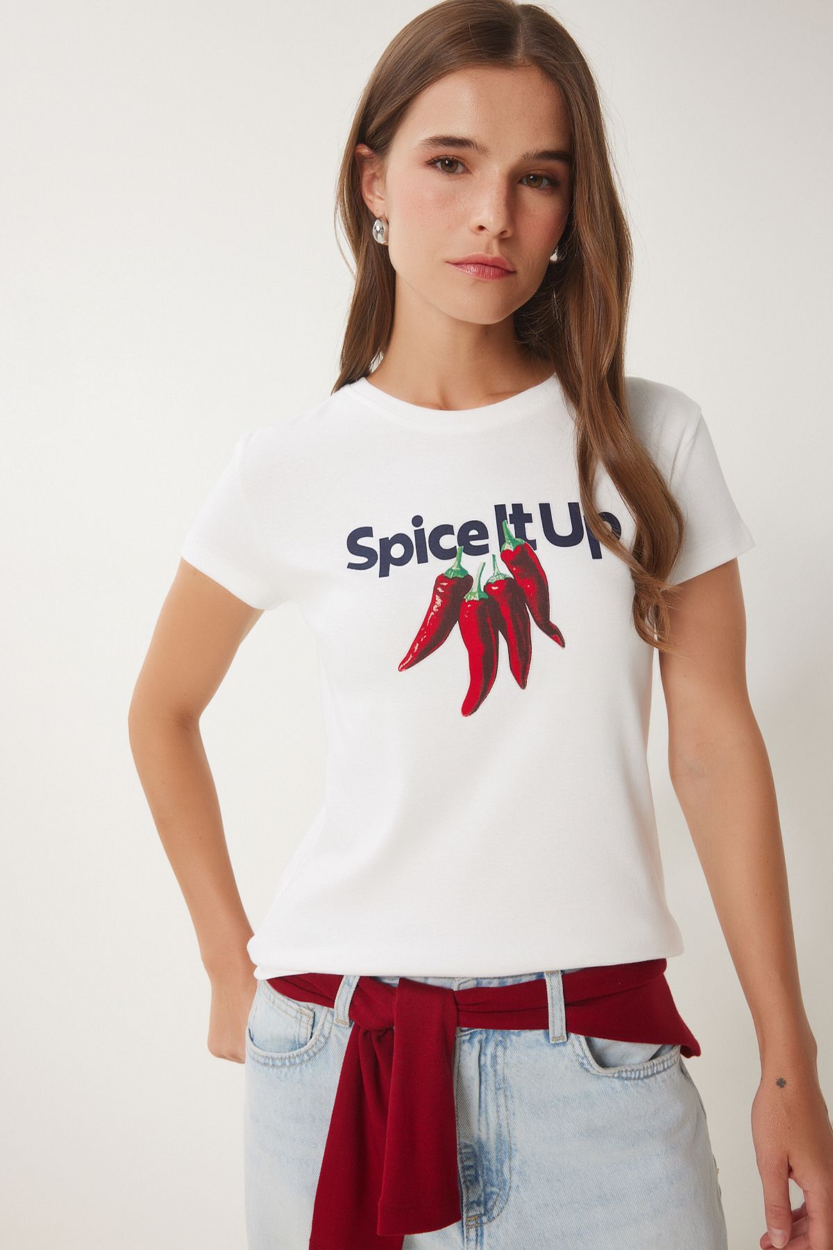 Kemik Baskılı Pamuklu Örme T-Shirt UB00381