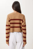 Camel Çizgili Crop Triko Kazak Kİ00139