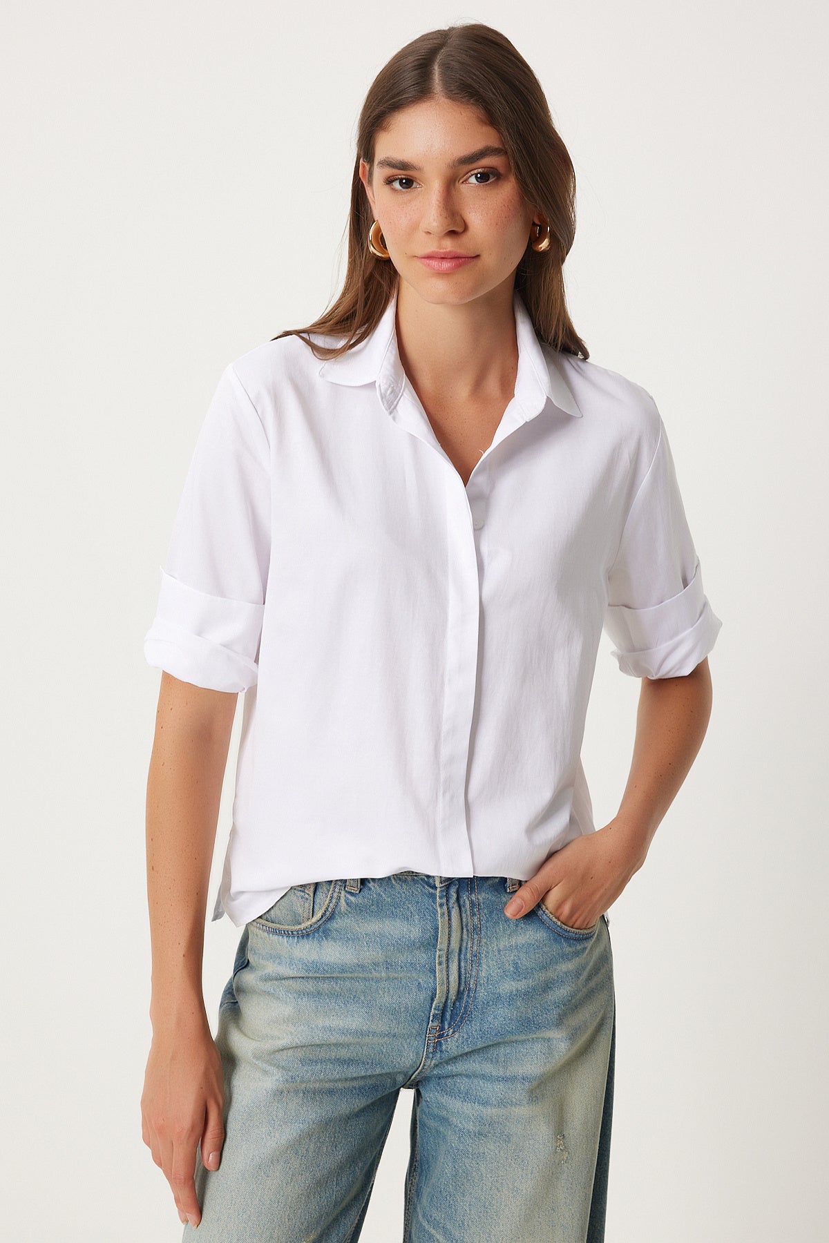 Beyaz Basic Gömlek  FN03260