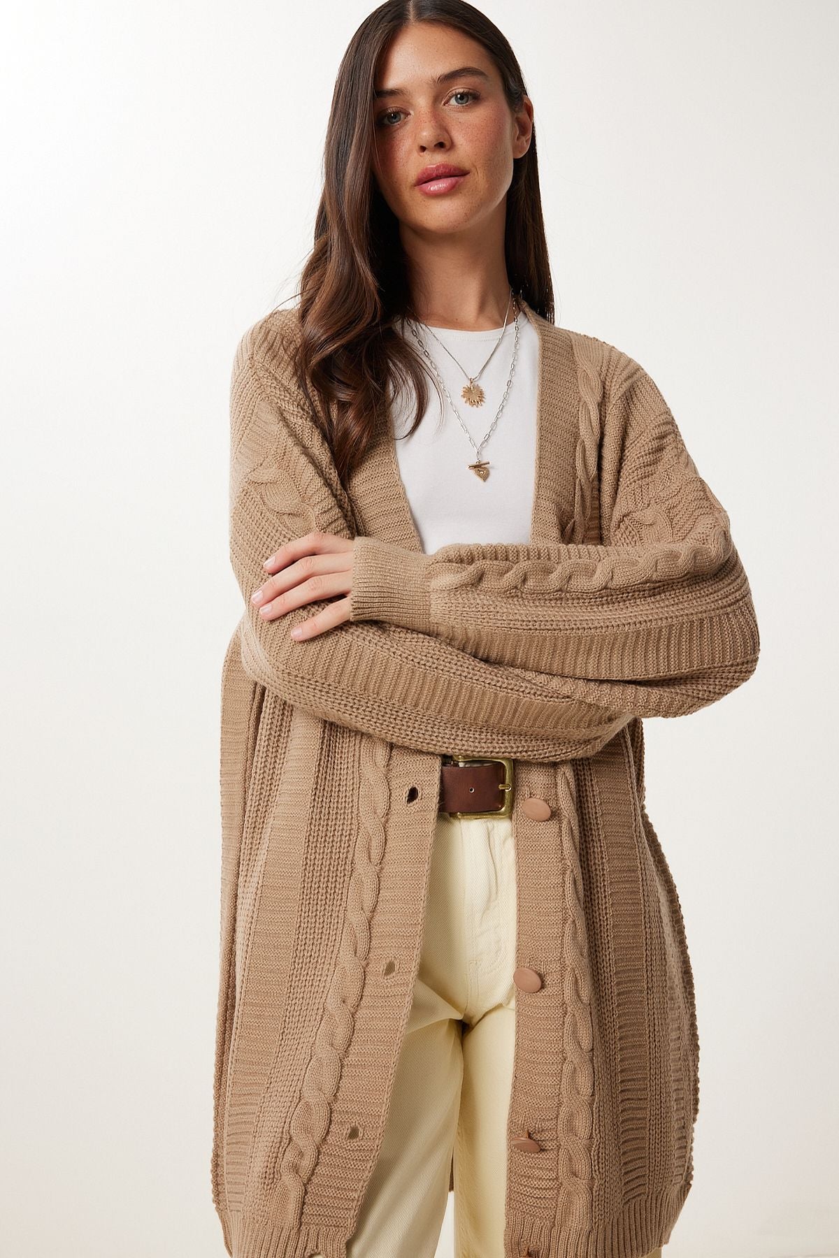 Vizon Balon Kollu Oversize Triko Hırka DD01033