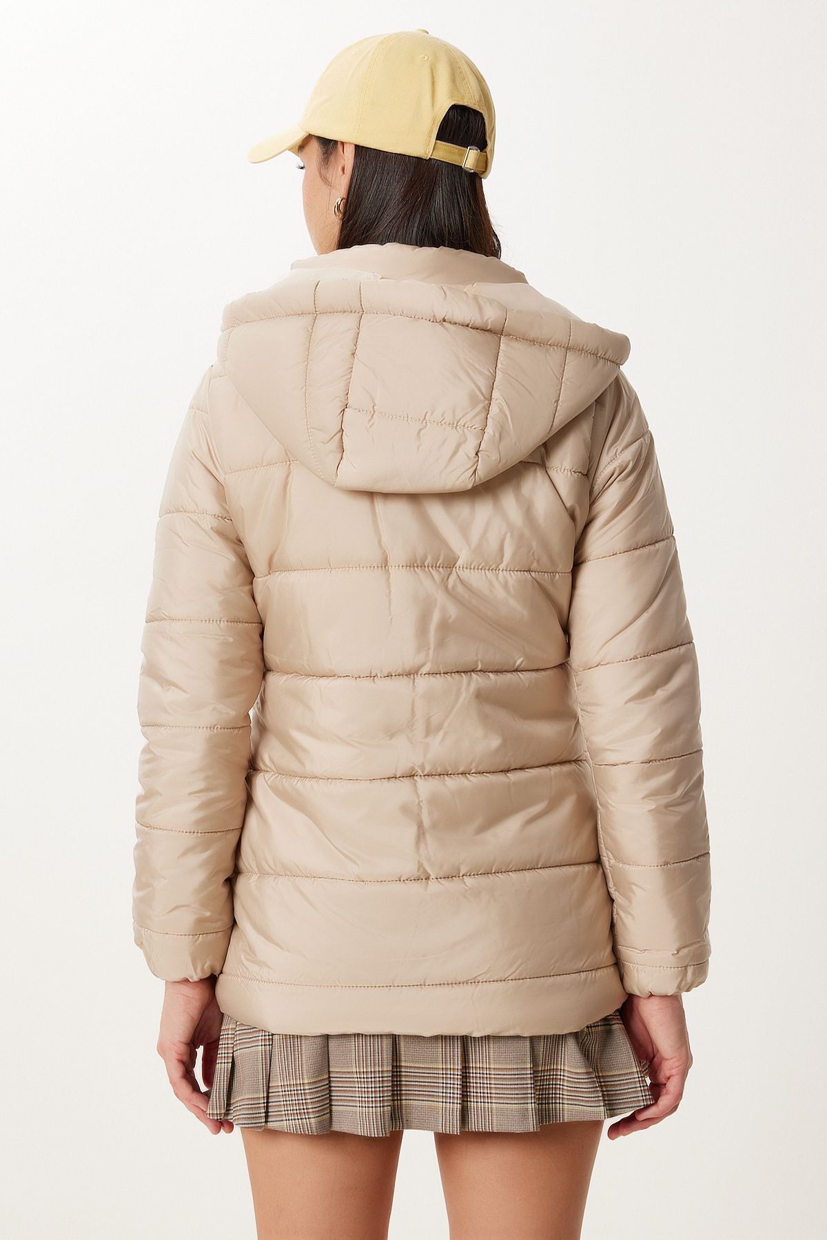 Koyu Krem Kapüşonlu Şişme Mont QA00004