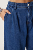 Koyu Mavi Yüksek Bel Bol Paça Jean RH00031