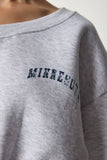 Gri Melanj V Yaka Oversize Crop Örme Sweatshirt MC00239
