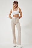 Krem Bağlama Detaylı Örme Pantolon RV00157