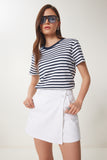 Beyaz Mini Denim Şort Etek OK00066