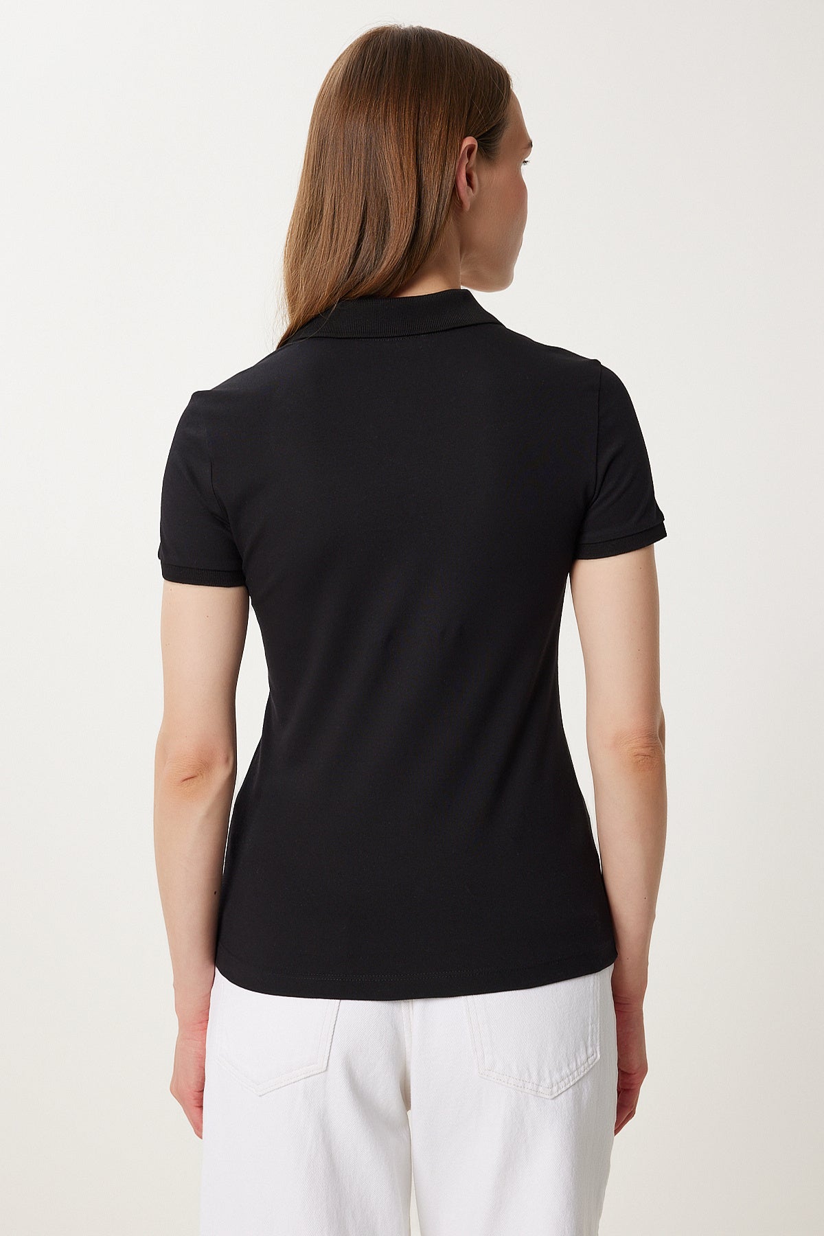 Siyah Polo Yaka Örme T-Shirt FK00039