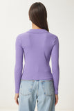 Lila Beyaz 2'li Polo Yaka Fitilli Örme Bluz GT00232