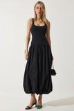 Siyah Balon Midi Elbise UB00276