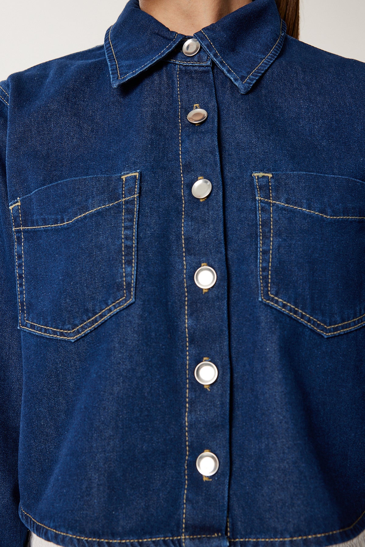 Koyu Mavi Cep Detaylı Denim Ceket SA00038
