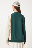 Yeşil Blok Renkli Örme Sweatshirt VN00021