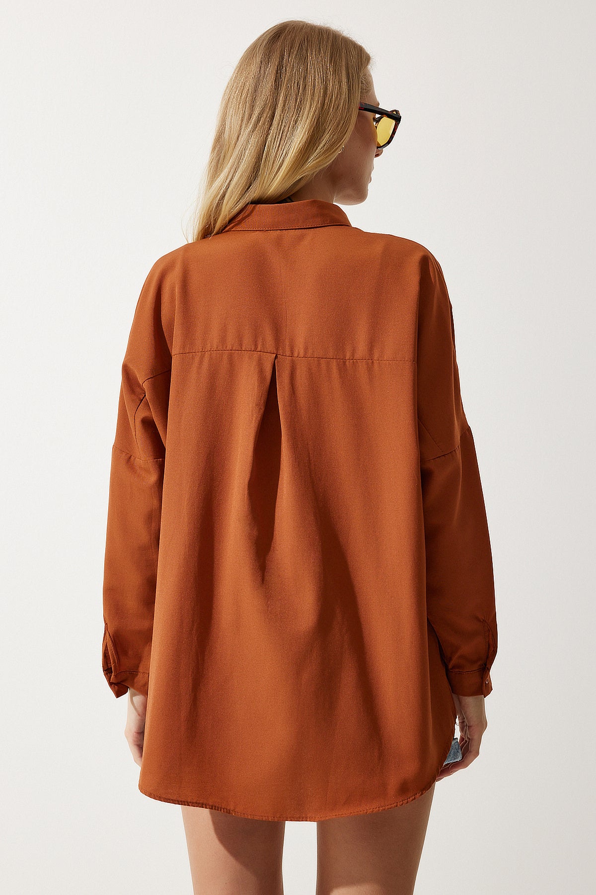 Tarçın Oversize Uzun Basic Gömlek  DD00842