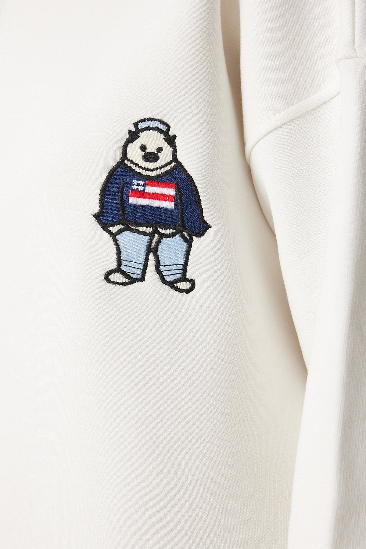 Ekru Nakışlı Armalı Şardonlu Oversize Sweatshirt NJ00160