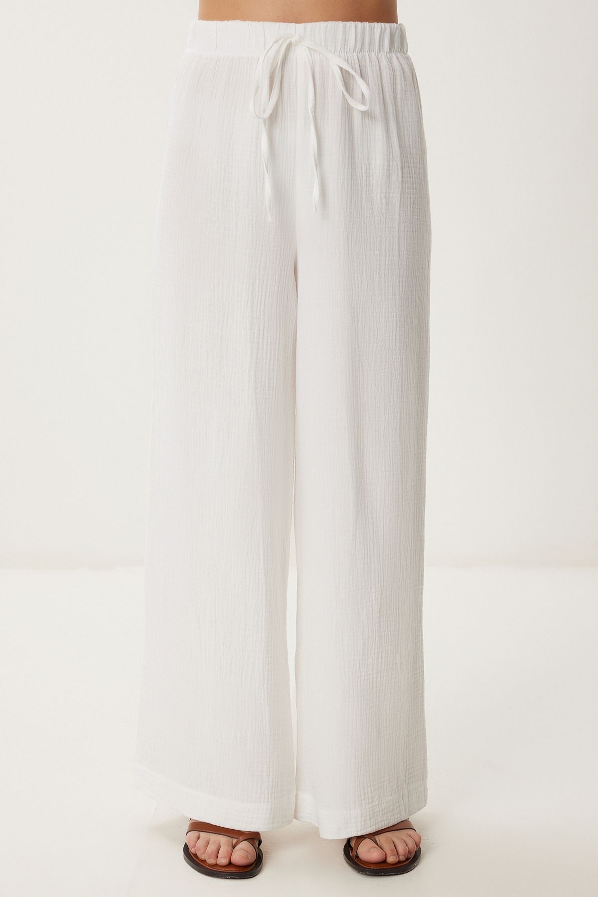 Ekru Müslin Bluz Pantolon Takım  FN03470