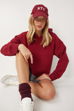 Bordo Kapüşonlu Şardonlu Sweatshirt OW00050