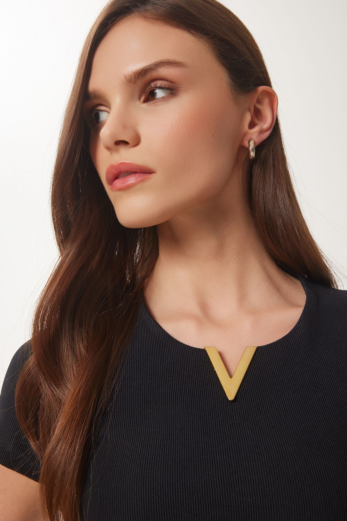 Siyah Gold Aksesuarlı Fitilli Örme Bluz ZV00297