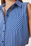 Lacivert Beyaz Cepli Crop Dokuma Gömlek CR00526