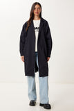 Siyah Oversize Dokuma Trençkot FG00054